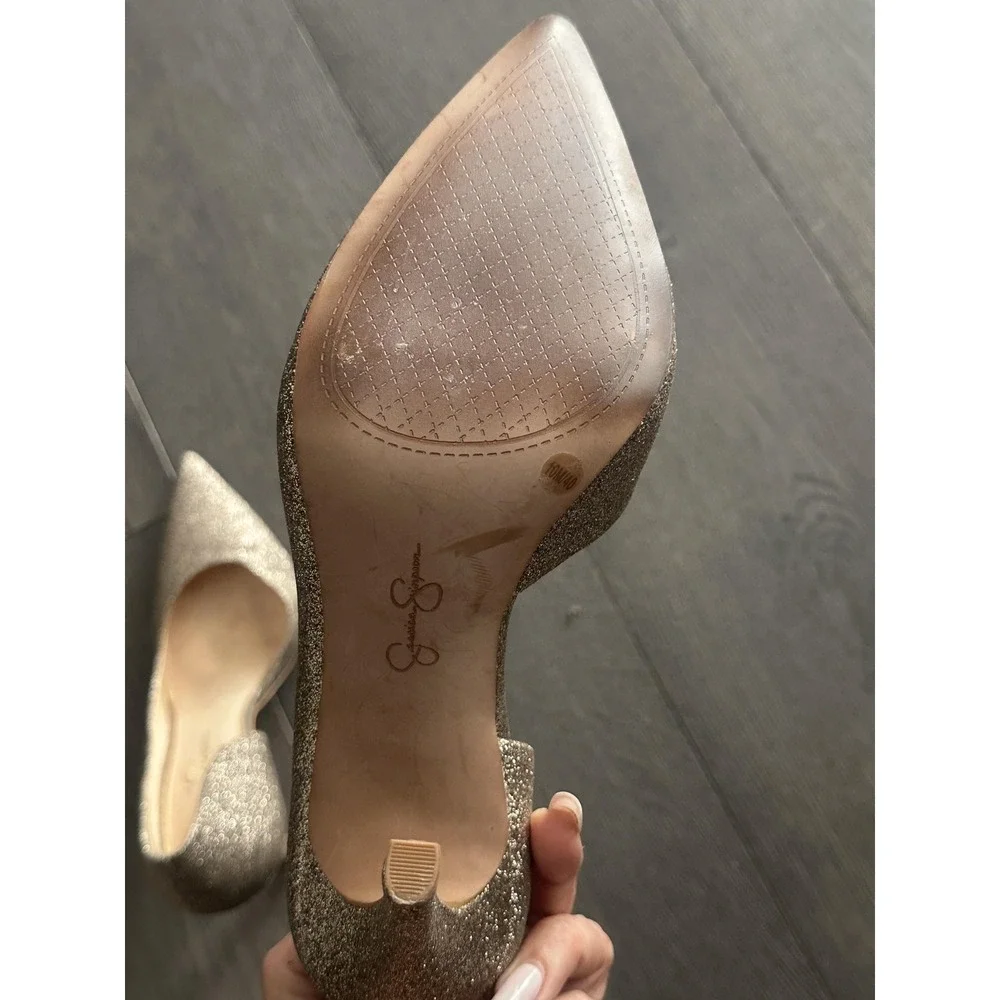 Jessica Simpson Shoes Womens‎ Size 10 Gold Glitter D'Orsay Pointed Toe Pumps